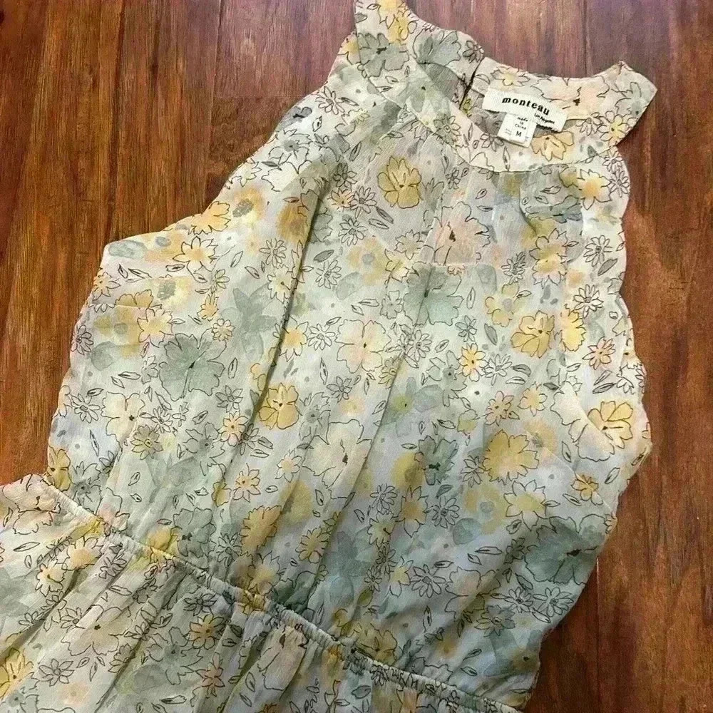 Girl’s Sleeveless Floral Print Dress Size Medium - Picture 2 of 9